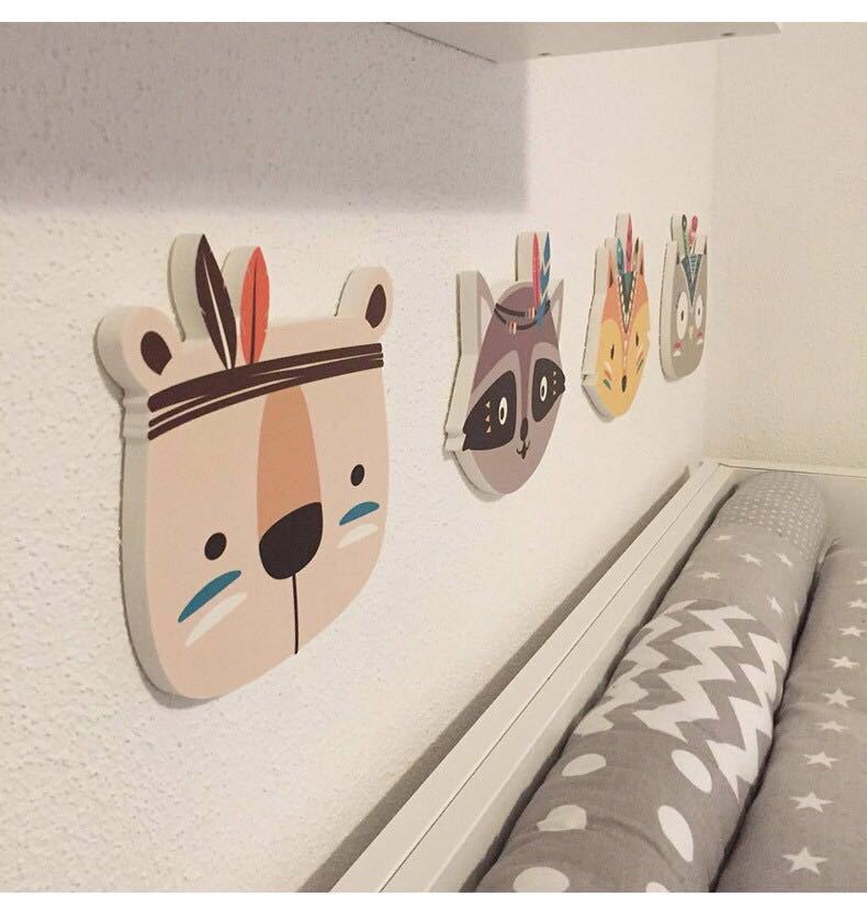 Cartoon wood animal wall decoration