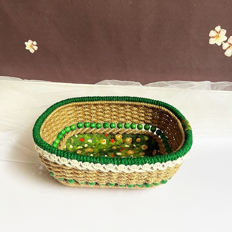 Handmade Woven Hemp Rope Storage Basket For Finished Products