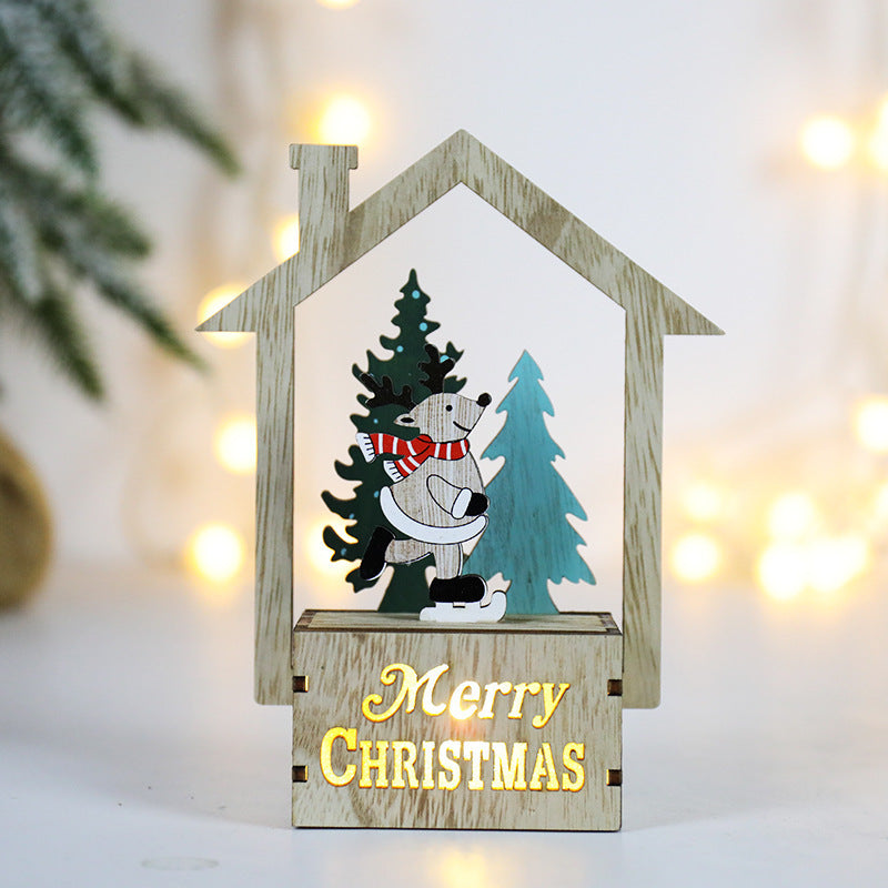 Christmas Decorations Wooden Scene Layout