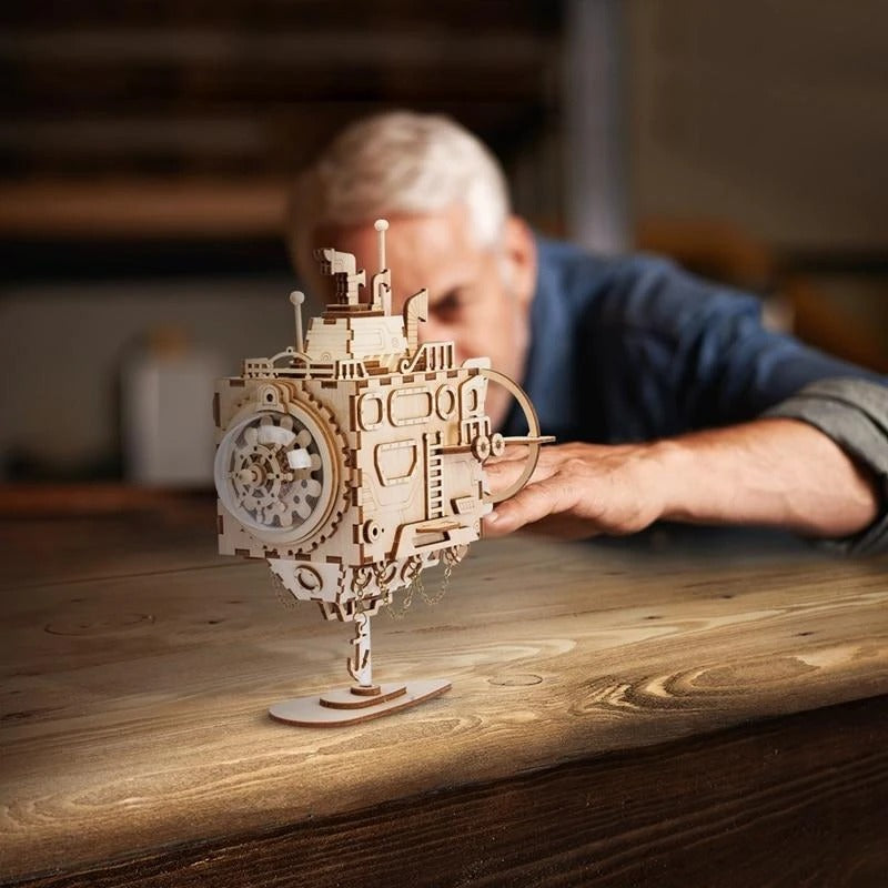 Wooden submarine puzzle