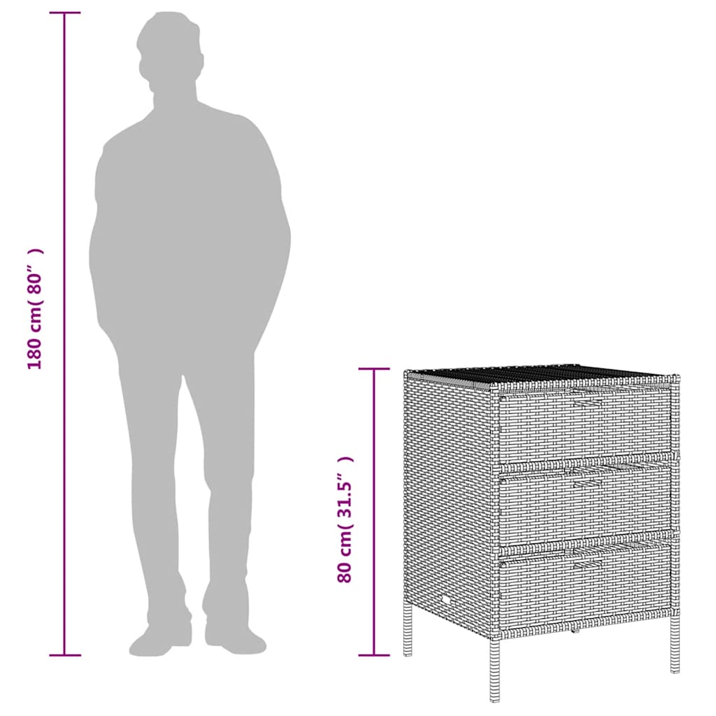 Garden Cabinet 55x Poly Rattan   Garden Cabinet 55x