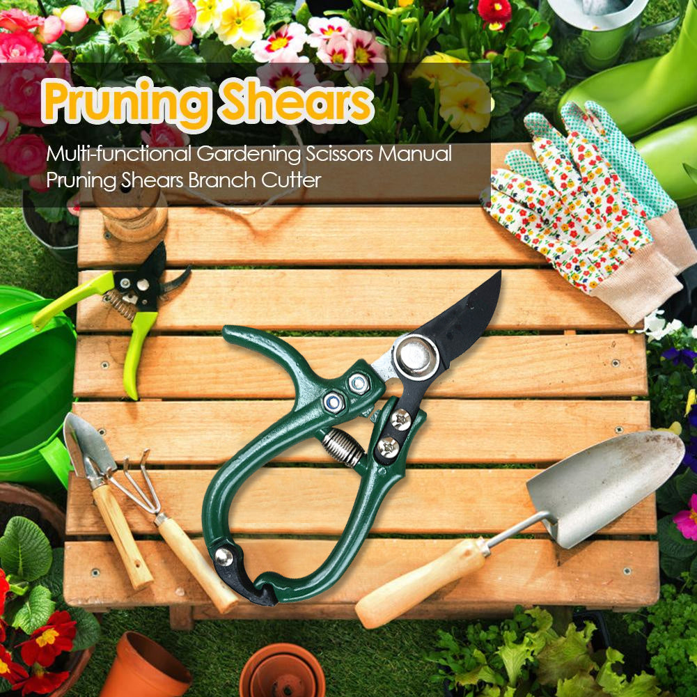 Multifunctional Garden Scissors Pruning Shears Manual With Safety Buckle Stainless Steel Spring Gardening Pruning Shear Branch Plant Cutter