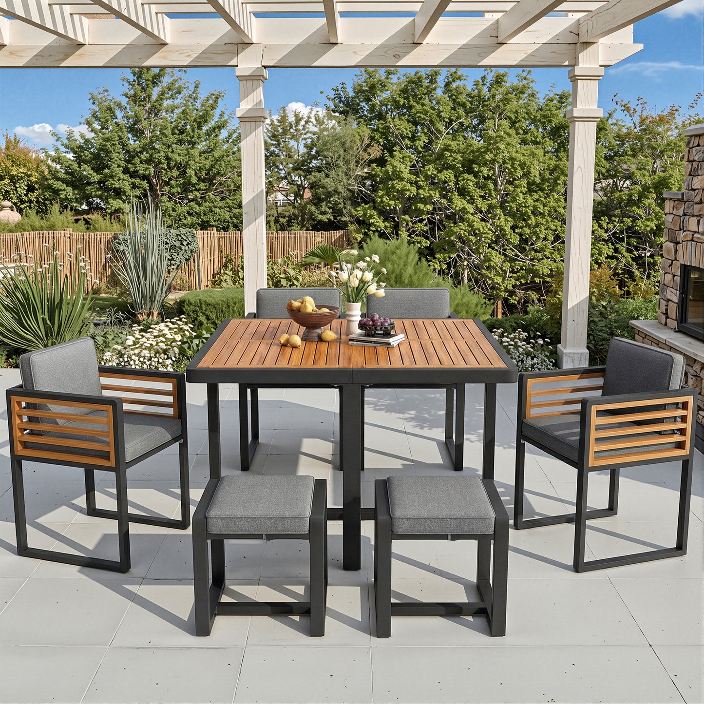 Garden Furniture Set, Garden Lounge Seating Group With 6 Chairs And Table, Patio Furniture Balcony Furniture Set For 6 People, Garden Furniture Set Dining Set, Garden Sofa Set, High Quality Solid Wood