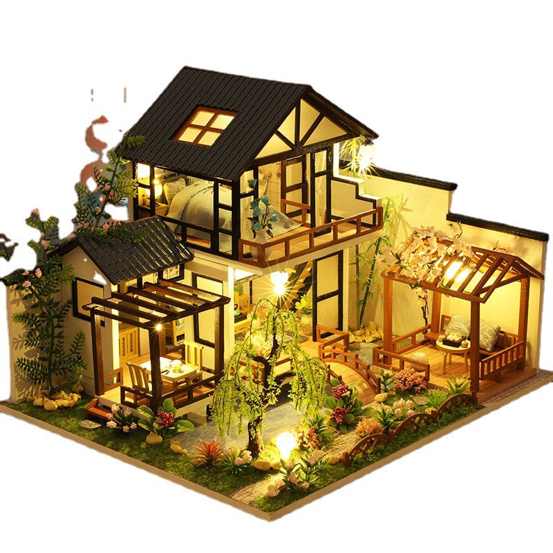 Retro Chinese Diy Cottage Wooden Handmade Puzzle