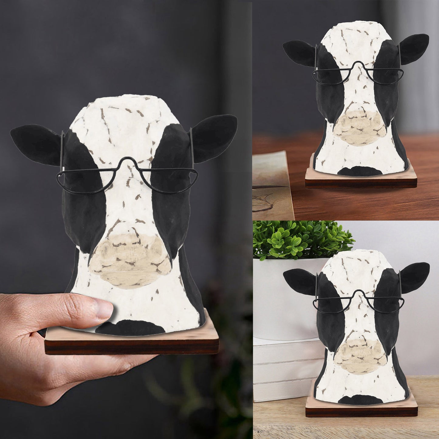 Wooden Craftwork Home Decorations Cow Eyeglass Frame