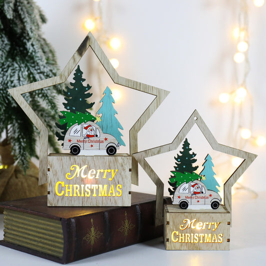 Christmas Decorations Wooden Scene Layout