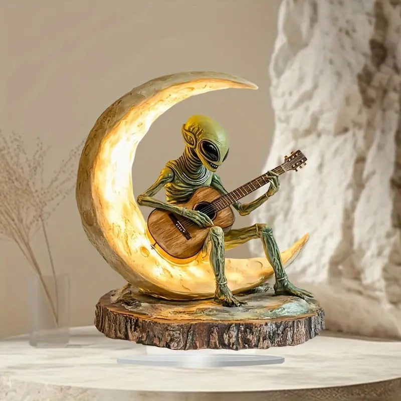 Alien Moon Guitarist Acrylic Home Office Decorations Ornaments