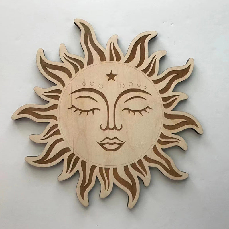 Wooden Sun Moon Wall Decorations Home Decorative Crafts