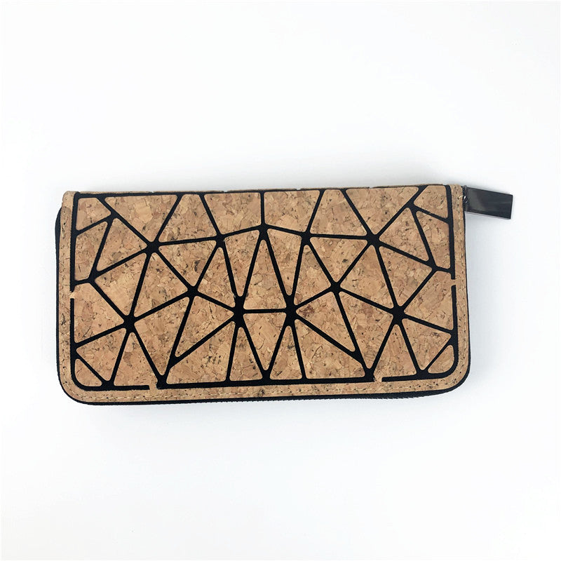 Eco-friendly Cork Grain Multifunctional Fashion Waterproof 3 Fold Hand Wallet