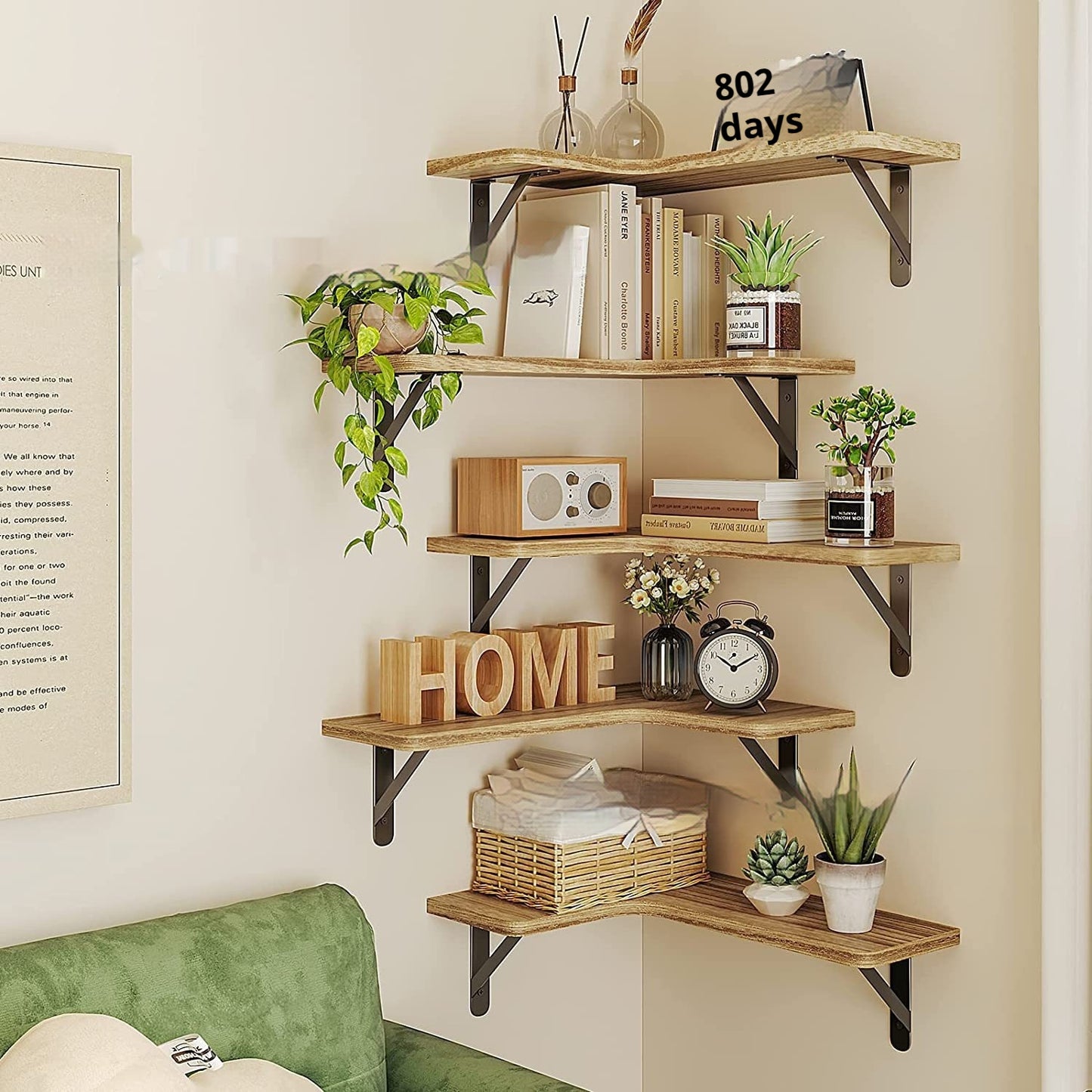 Wall-mounted Bathroom Kitchen Wooden Suspended Storage Rack