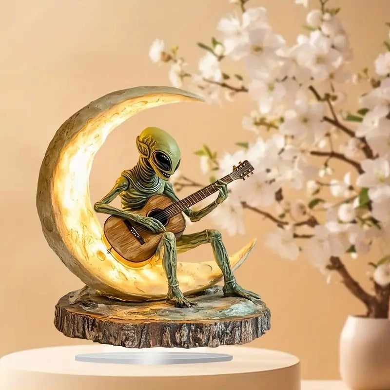 Alien Moon Guitarist Acrylic Home Office Decorations Ornaments