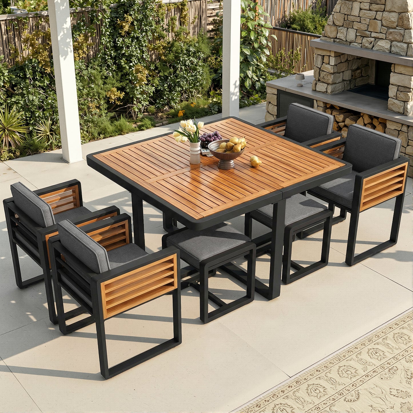 Garden Furniture Set, Garden Lounge Seating Group With 6 Chairs And Table, Patio Furniture Balcony Furniture Set For 6 People, Garden Furniture Set Dining Set, Garden Sofa Set, High Quality Solid Wood