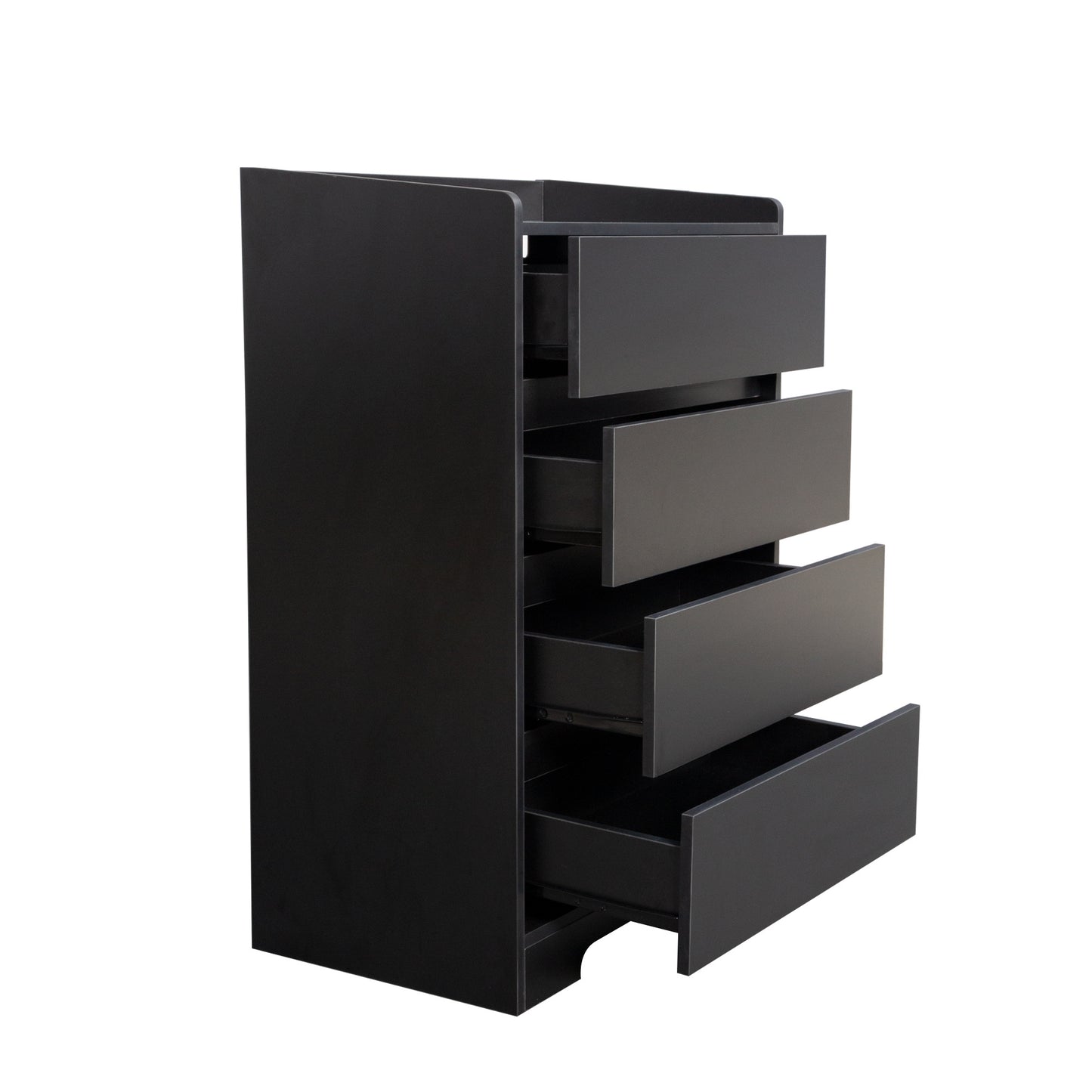 4 Drawer Dresser, Chest Of Drawers Without Handle,Black Dresser For Bedroom Waterproof, Modern Wooden Cabinet With Sturdy Frame For Living Room, Entryway, Bedroom, Hallway, Office