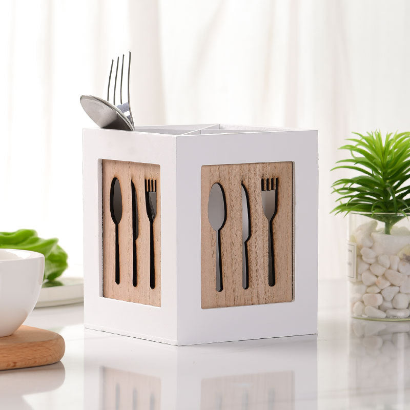 Wooden Kitchen Tableware Spoon Chopsticks Storage Multifunctional Supplies Storage Box