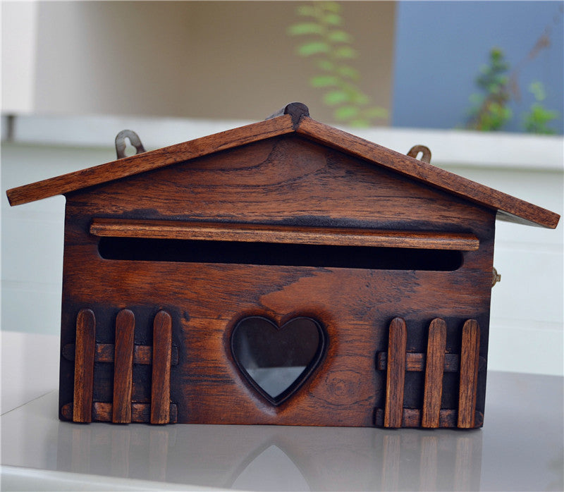 Rainproof Solid Wood European Style Creative Wooden Letter Box