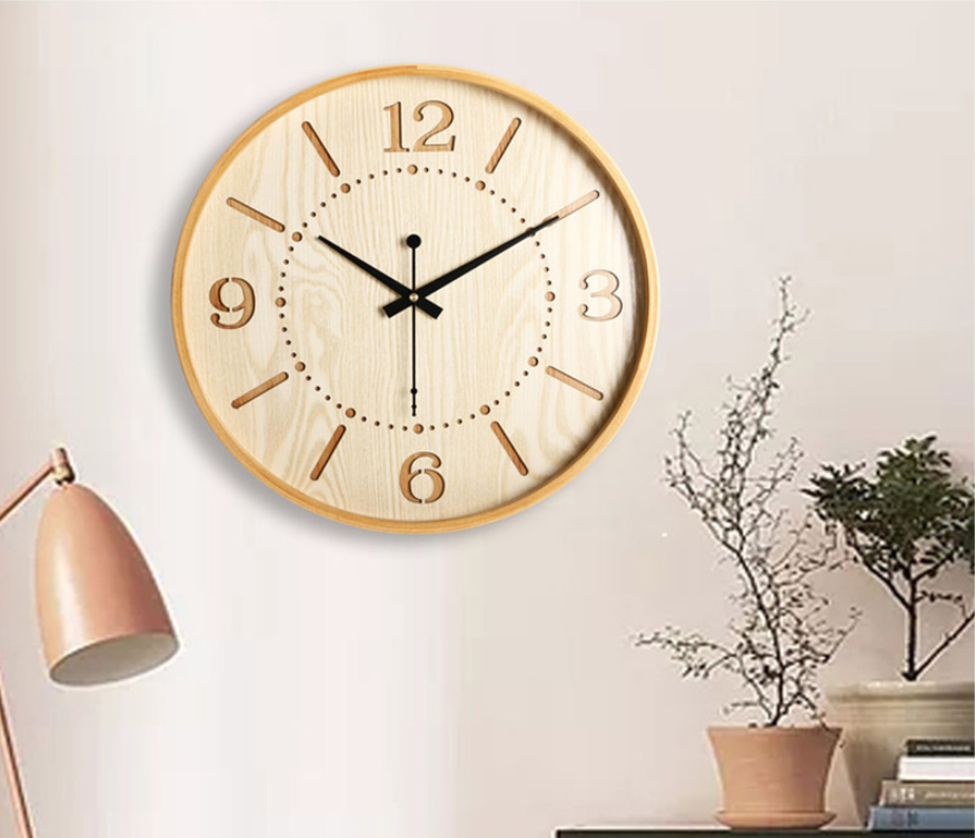 Modern minimalist solid wood wall clock