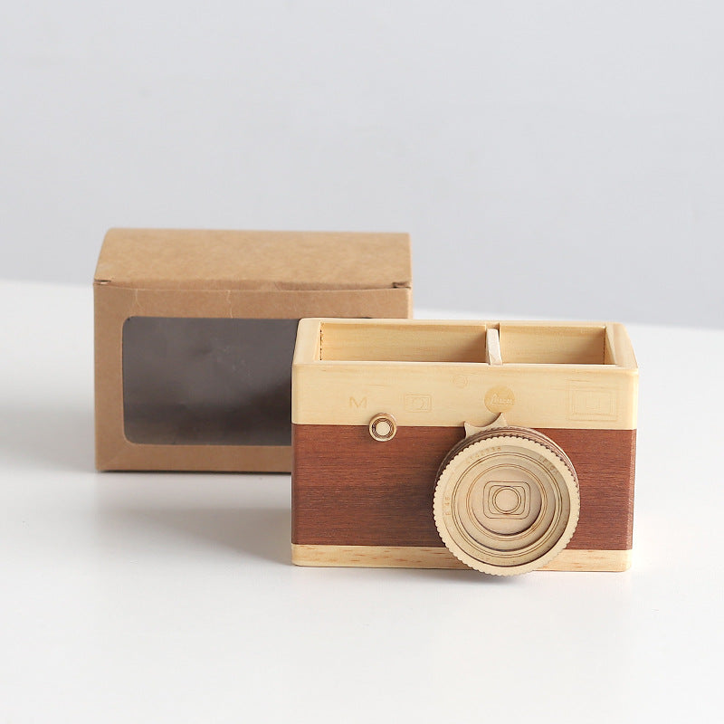 Wooden camera pen holder