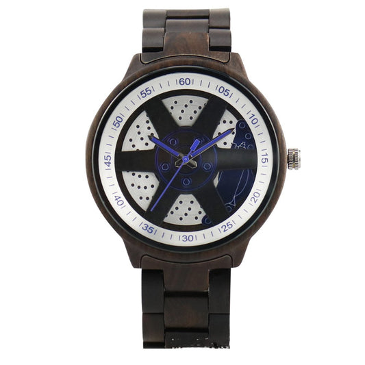 Leisure adult wood, wood and quartz watch