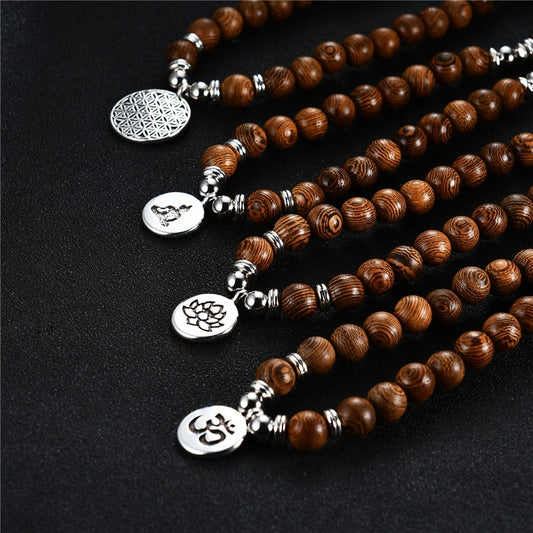 108 wooden beads bracelet necklace