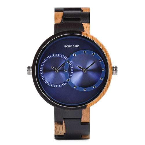 Wooden double movement wood watch