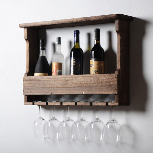 Solid Wood Cabinet Wine Goblet Hanging Wall Rack