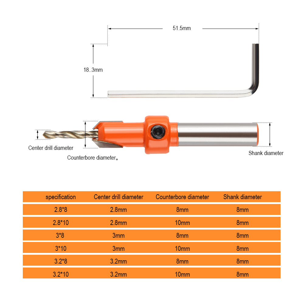 Woodworking countersunk drill