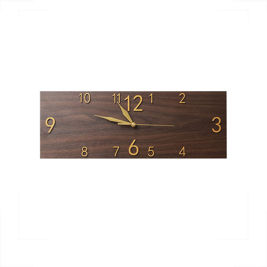 Retro Wood Grain Rectangular Wall Clock Living Room Study Home Creative Clock Personality Art Deco Clock Mute