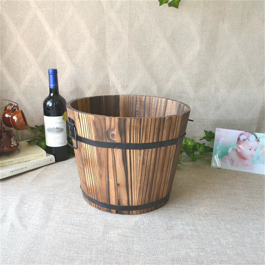 Solid Wood Succulent Plant Pots Carbonized Anticorrosive Wood Flower Box