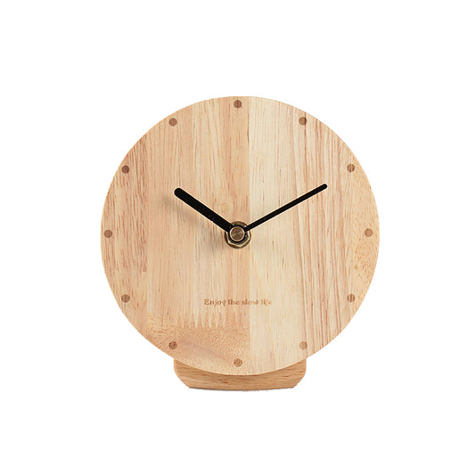 Wooden Clock Simple Solid Wood Desk Clock Table Clock Silent Ornament Clock Sitting Clock Living Room Creative Personality Clock