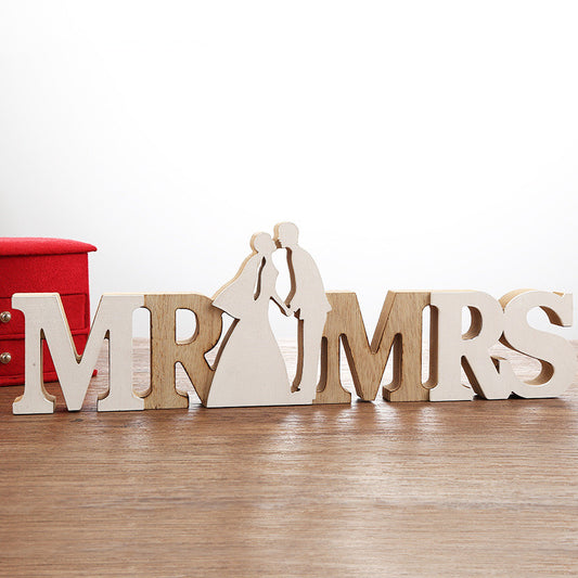 MR&MRS Creative Home Furnishing Decoration Wedding Props Wooden English Letter Decoration Wedding Decoration Ornaments