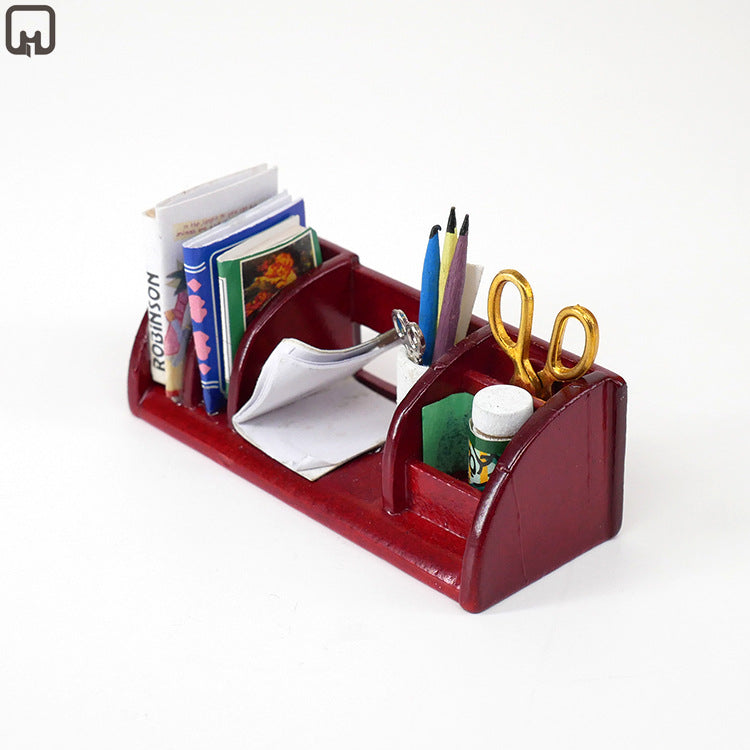 Model Solid Wood Shelf Storage Rack Book Scissors Accessories