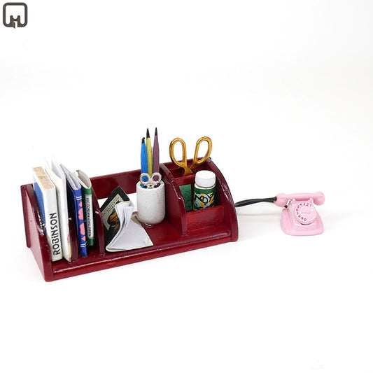 Model Solid Wood Shelf Storage Rack Book Scissors Accessories