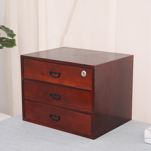 Solid Wood Storage Cabinet With Lock Desktop Jewelry Storage Box