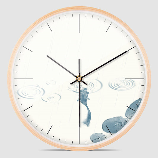 Simple Fashion Wall Clock Solid Wood Quartz Clock Bedroom Children's Room Clock