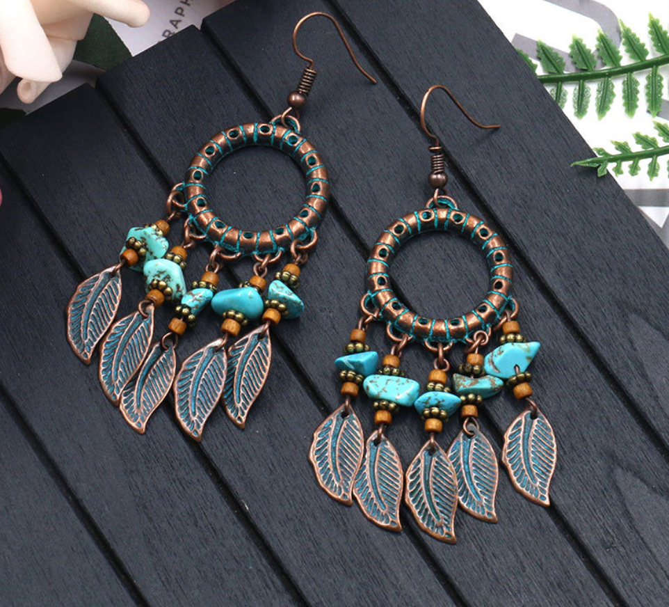 Handmade beaded tassel earrings