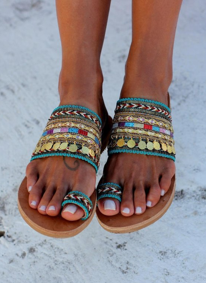 Handmade flat sandals