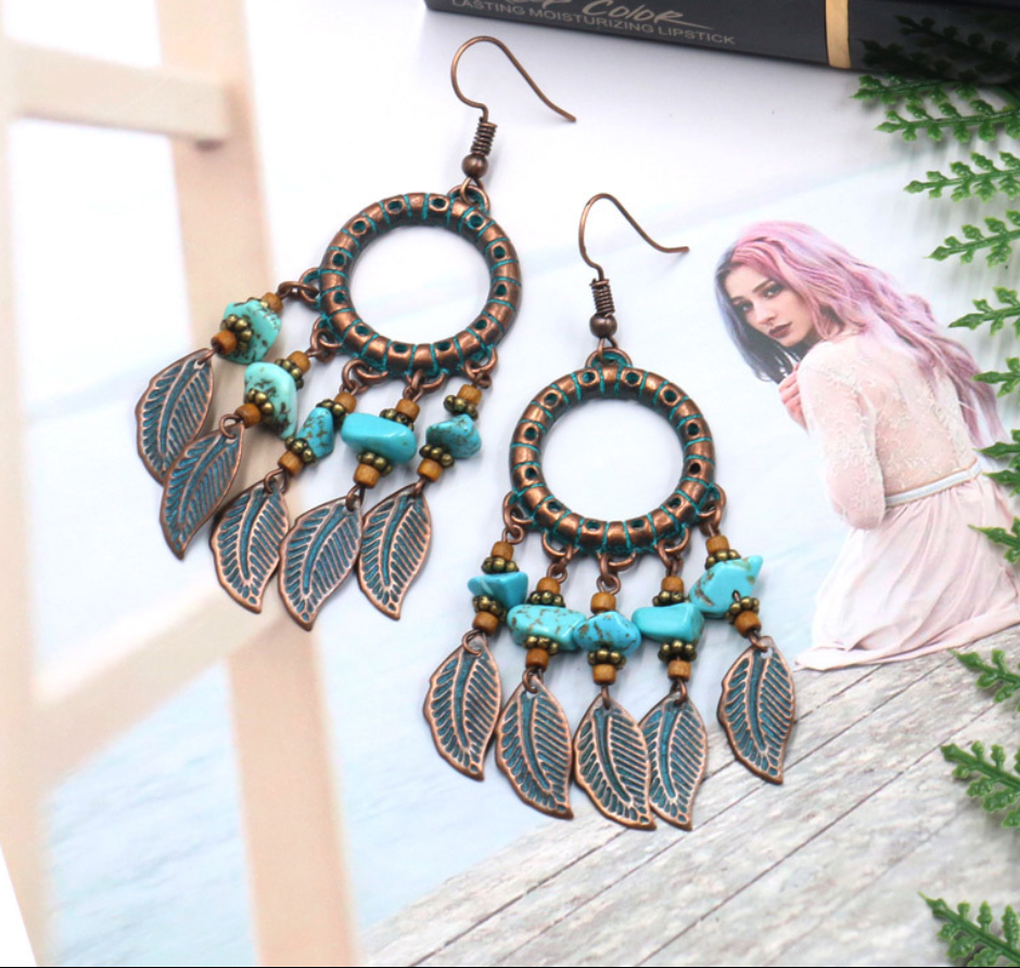 Handmade beaded tassel earrings