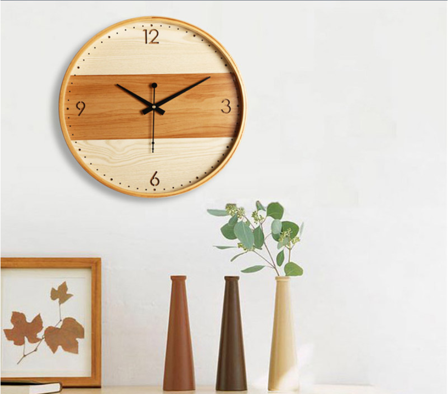 Modern minimalist solid wood wall clock