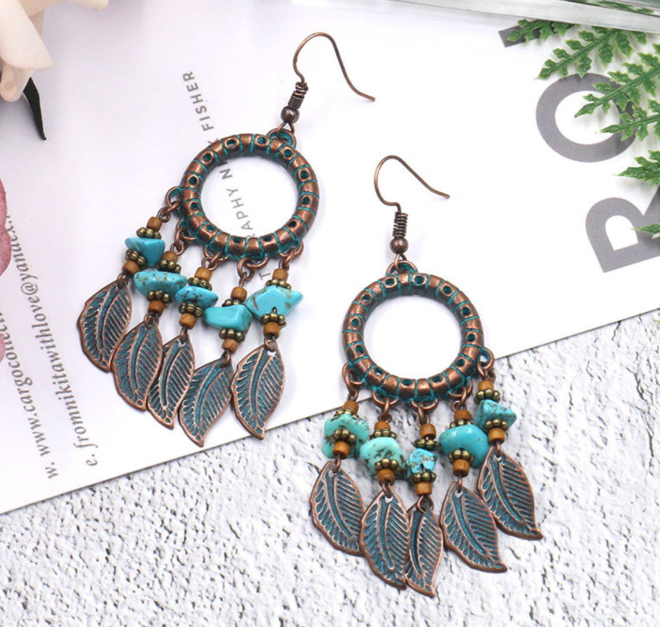 Handmade beaded tassel earrings