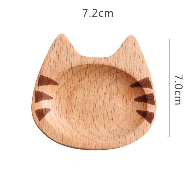 Cat solid wood dish