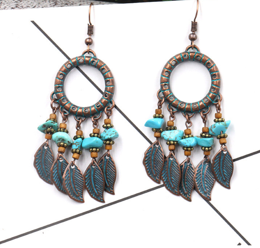 Handmade beaded tassel earrings