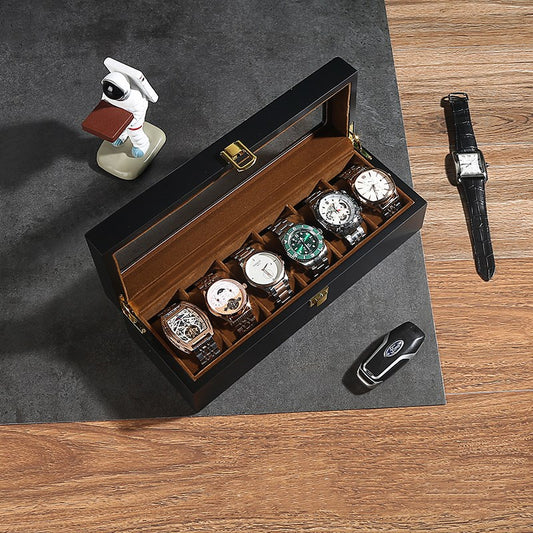 Solid wood watch storage box