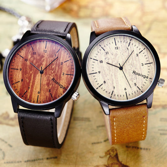 Wind wood pattern couple watch