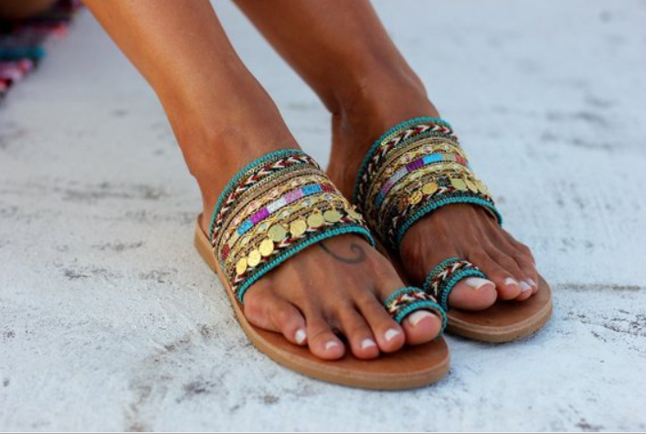 Handmade flat sandals