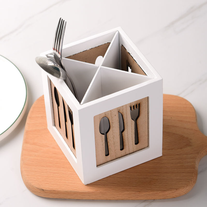 Wooden Kitchen Tableware Spoon Chopsticks Storage Multifunctional Supplies Storage Box