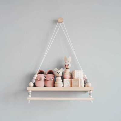 Wood bead double - deck log shelving board commodity shelf