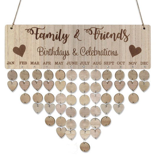 Wooden Calendar Birthday Party Home Decoration Pendant