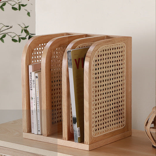 Nordic Rattan Modern Minimalist Solid Wood Bookshelf Desktop