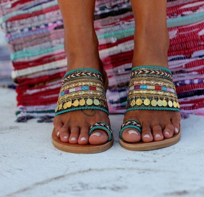 Handmade flat sandals