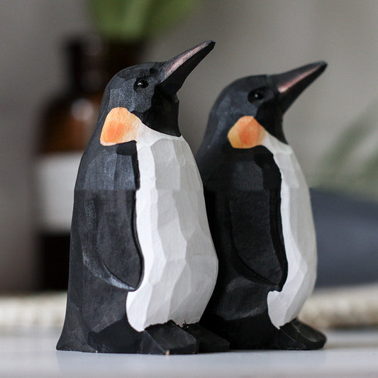 Nordic Pure Hand Carved Solid Wood Emperor Penguin Handicraft Ornaments Creative Soft Decoration